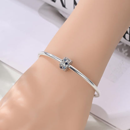 925 Sterling Silver Openable Clip Spacer Bead Fits Pandora Bracelet | Hypoallergenic Clip Stopper Charm, Star Clover Butterfly Floral Mom Heart Paved Zircon Gift for DIY Charm Bracelet Jewelry - color: Blue Zircon Star