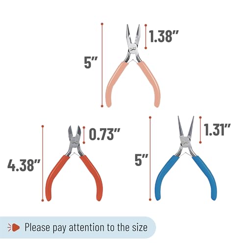 Mr. Pen- Pliers for Jewelry Making, 3 Pack, Chain Nose | Round Nose Pliers Set and Wire Cutter for Beading, Wire Wrapping, Jump Rings, Jewelry Repair, Crafting, DIY - color: Multicolor 1