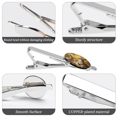 Tie Clip for Men, Tie Bar Cufflinks Set, Copper Necktie Clip And Shirt Cuff Links for Business Wedding Gift - color: Kangaroo Butterfly Garden