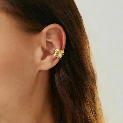 Chunky Gold Ear Cuff for Women Non-Piercing Cartilage Clip-On Earrings Trendy Jewelry Gift - color: A8:Chunky Ear Cuff