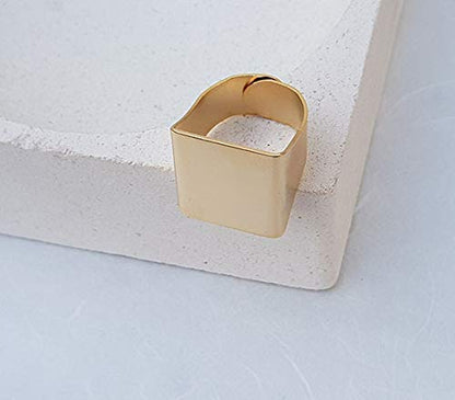 Simple Gold Geometric Rings for Women, Square Fashion Ring, Band Everyday Ring Jewelry