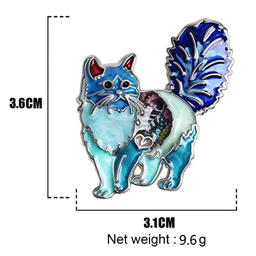 NEWEI Cat Brooch Pins for Women Girls Jacket Bag Charms Cat Pins Jewelry Gifts - color: Blue