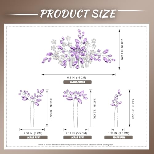 Wedding hair accessories, Bridal for piece headpiece, Bride comb（Purple） - color: Purple