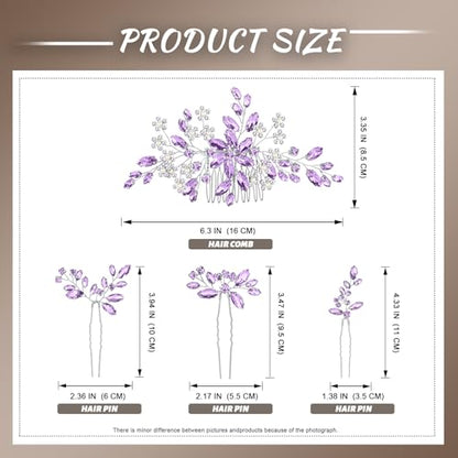 Wedding hair accessories, Bridal for piece headpiece, Bride comb（Purple） - color: Purple