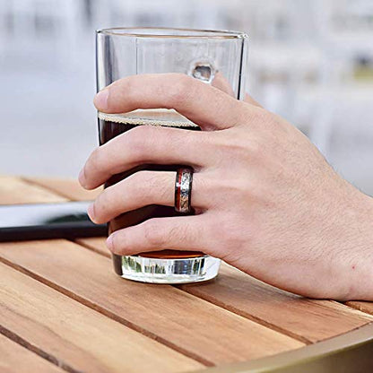 Vakki 8mm Black Tungsten Ring for Men with Celtic Spiral and Red Guitar String Inlaid Wedding Band Comfort Fit Size 7-12.5