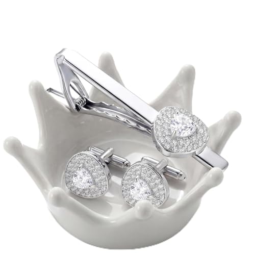 Cufflinks for Men Tuxedo Studs Set - Men’s Jewelry or Accessories Suitable for Suit White Shirts Vest and Red Bow tie on Wedding and Birthday - color: White