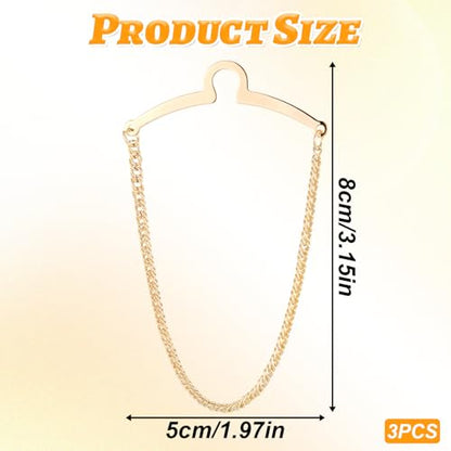 3 Packs Tie Chain Clip Fashion Necktie Chains Mens Suits Neckties Vests Accessories Elegant Tie Pins Tacks with Ring Clasp for Men Trouser Business Wear Wedding (Gold + Silver + Black)