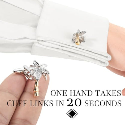 HAWSON Various Unique Cuff Links Mens, Animal/Tactical/Music/Holiday/Cufflinks, Themed Wedding Dinner Party Gift Suit Accessories - style: Palm Trees