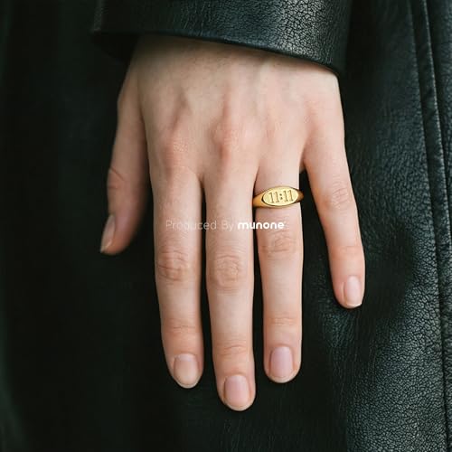 6mm 1111 Angel Number Signet Rings for Women Men | 18K Gold Plated Hypoallergenic Statement Ring,Sync with the Universe Spiritual Statement - color: Gold