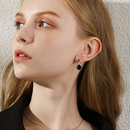 JOERICA 9 Pairs Stainless Steel CZ Dangle Earrings for Women Crystal Teardrop Earrings Set Multicolor Cubic Zirconia Birthstone Drop Earrings