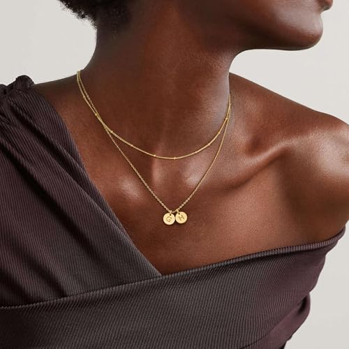 Turandoss Initial Necklaces for Women, Personalized Birthday Gifts Jewelry | Dainty 14K Gold Plated Layered Two Letter A-Z Stackable Pendant Necklace, Trendy Friendship Gifts for Women Girls Jewelry - color: Gold-BB