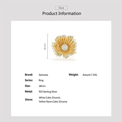 Santuzza Sterling Silver Gemstone Flower Ring for Women - color: [A]Daisy-Yellow