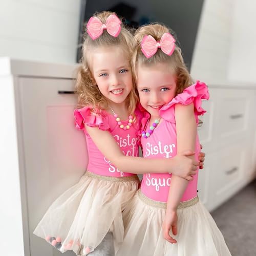 KISZU 4.5 Inch Flower Hair Bows Clips Mermaid Pearl HairPins for Girls Children Teens and Women - color: Hot Pink