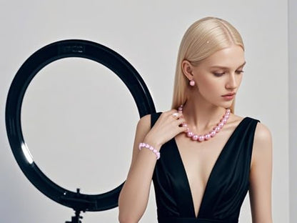 Prom Jewelry Set for Women Pearl Jewelry Sets Pearls Necklace Earrings Bracelet Ring Sets Faux Pearls Bridesmaid Bridal Wedding Prom Outfits Jewelry Sets - color: Pink