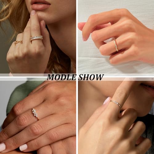ZOERAY Gold Rings for Women Non Tarnish 14K Gold/Silver Stackable Rings Dainty Gold Plated Ring Wedding Eternity Bands Thin Simple Trendy Plain Thumb Stacking Rings Set Size 5-9 - color: Gold