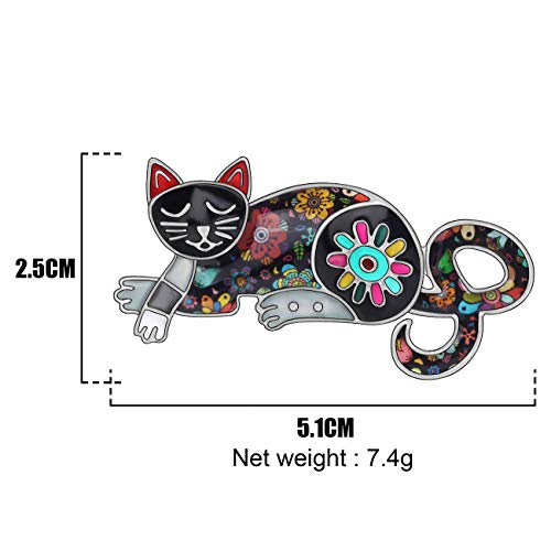NEWEI Cat Brooch Pins for Women Girls Jacket Bag Charms Cat Pins Jewelry Gifts - color: Ebony Black