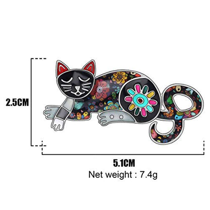 NEWEI Cat Brooch Pins for Women Girls Jacket Bag Charms Cat Pins Jewelry Gifts - color: Ebony Black