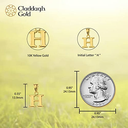 10K Yellow Gold Fine Mini Dangling Initial A-Z Charm 1/2" Pendant - Choice of Initial Letter - style: Letter H Initial Charm
