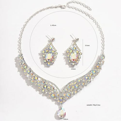 Crowns and Tiaras jewelry sets for Wedding princess birthday party Halloween Prom Pageant Jewelry for Women Crystal Bridal Jewelry Set for women - color: Silver AB