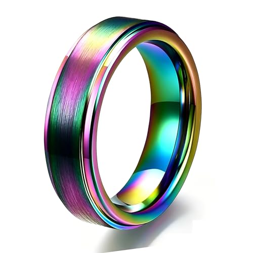6mm 8mm Black/Gold/Silver/Purple Classic Stainless Steel Wedding Band Ring For Men Womem Matte Brushed Finish Comfort Fit Size 5-12 - color: 6mm-Colour