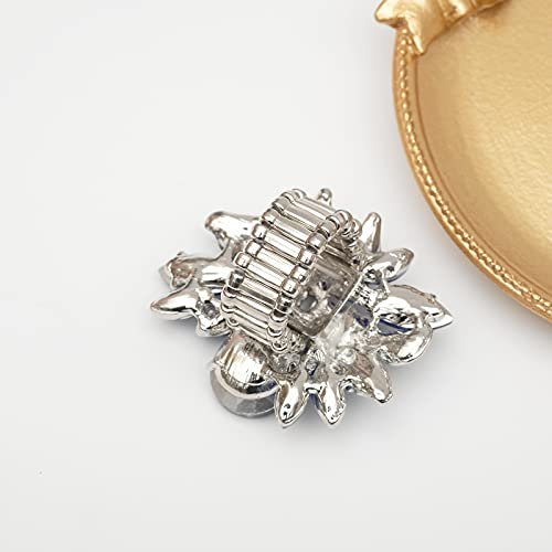 CSY Luxury Froral Cocktail Statement Rings Stretch Adjustable Ring | Gorgeous Women's Austrian Crystal Leaves Flower Big Cocktail Statement Rings Stretch Adjustable Ring Jewelry Accessories - color: 01 royal blue