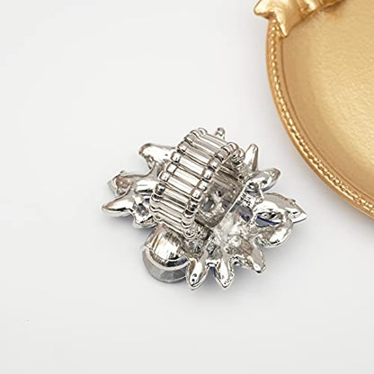 CSY Luxury Froral Cocktail Statement Rings Stretch Adjustable Ring | Gorgeous Women's Austrian Crystal Leaves Flower Big Cocktail Statement Rings Stretch Adjustable Ring Jewelry Accessories - color: 01 royal blue