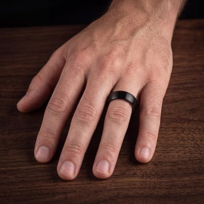 Tungsten Wedding Band Ring 10mm 8mm 6mm 4mm for Men Women 18k Rose Gold Plated Dome Black Grey Brushed Polished - color: 5 Rose Gold Black Tungsten