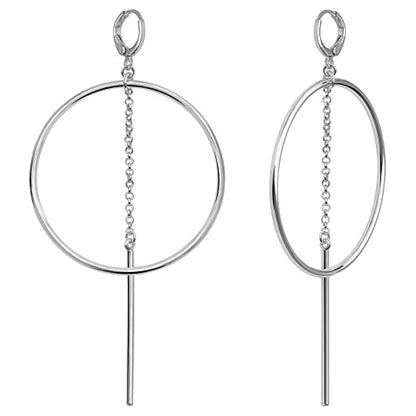 Dangle Hoop Earrings for Women, 14k Gold/Silver Plated High Polished Cute & Aesthetic Earrings for Women - color: Silver-02