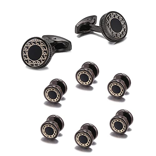 Cufflinks, Black Cufflink Stud 8 Pcs Set Tuxedo Collar Stud 15mm