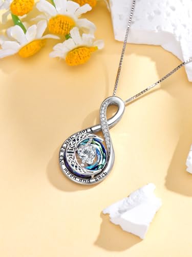 TOUPOP Birthstone Necklace for Women 925 Sterling Silver Moon and Star Pendant Necklaces I Love You to the Moon and Back Jewelry Anniversary Birthday Gifts for Her Wife Girlfriend Mom - color: 04-Apr-Simulated Diamond