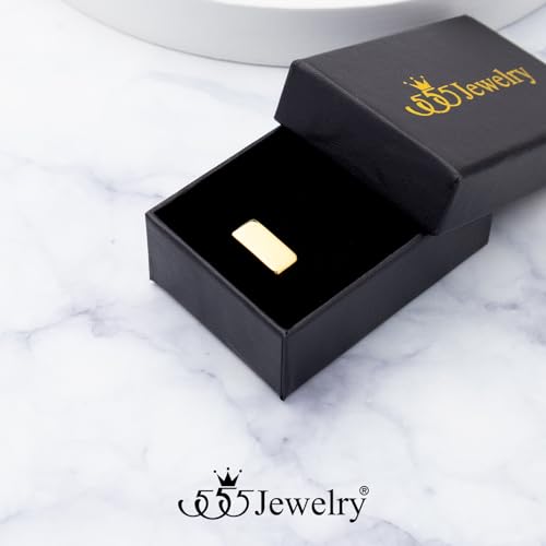555Jewelry Stainless Steel Solid Plain High Polish Round Signet Ring for Men - color: Rectangle Gold
