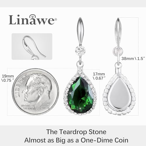 Linawe Imitation Diamond Dangle Earrings for Women Trendy, Rhinestone Drop Chandelier Earrings, Teardrop Crystal Cubic Zirconia Wedding Jewelry Set, 14K Gold/Rose Gold/Silver Tone - color: Silver,May