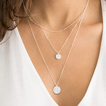YANCHUN Layered Necklaces for Women Gold Necklace Stack Star Heart Choker Dainty Necklace Love Heart Chain Jewelry Gifts for Women - color: C:Dainty Silver Layered Necklace
