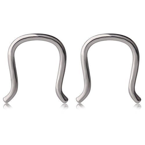 Ruifan 316L Surgical Steel U-Shaped & Staple Nose Septum Hanger Retainer Nose Ring 16g,14g,12g - color: Steel(16G)