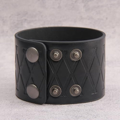 GelConnie Leather Cuff Bracelet Punk Braided Bracelets Rock Leather Wristbands Faux Mens Leather Bracelet Gothic Viking Bangle Adjustable Wrap Bracelet for Women,Men - color: MLPB087-Black