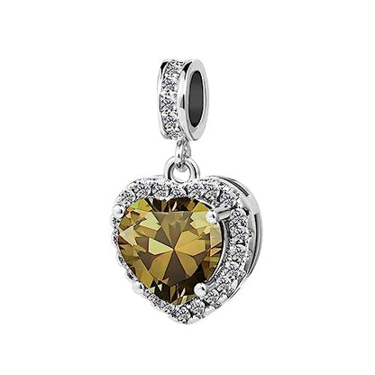 KunBead Dangle January-December Birthstone Love Heart Birthday Charms Compatible with Pandora Charm Bracelet Necklace - color: August