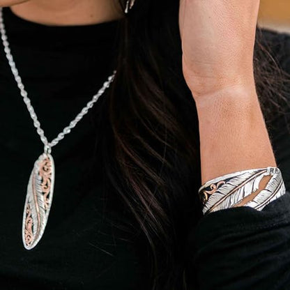 Montana Silversmiths Made in the USA Western Lifestyle Women's Cuff Bracelet - style: Wind Dancer Pierced Feather