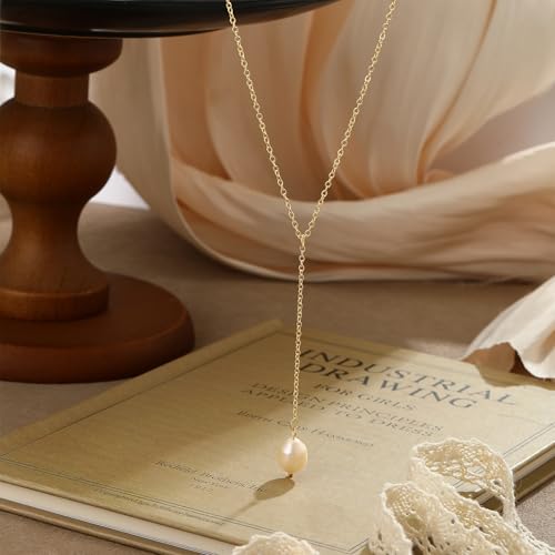 Gold Pearl Necklaces for Women - White Pearls Jewelry Gifts Wedding Bride Bridesmaid Jewelry - color: Gold-Y-Shaped Pearl
