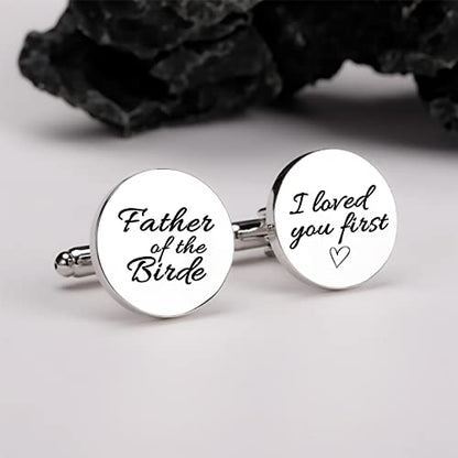 Kooer Personalized Men's Wedding Cufflinks, Custom Father Of The Bride Cuff Links Jewelry Gift For Men Him Groom Groomsman - style: stepdad of the bride
