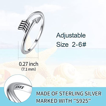 ChicSilver Toe Rings for Women 925 Sterling Silver Adjustable Toe Ring | 925 sterling silver, hypoallergenic for sensitive skin, adjustable open band, summer beach wear gift - color: H: Arrow (1 pc)