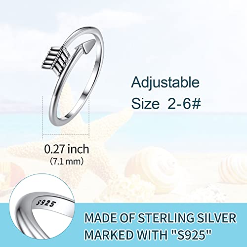 ChicSilver Toe Rings for Women 925 Sterling Silver Adjustable Toe Ring | 925 sterling silver, hypoallergenic for sensitive skin, adjustable open band, summer beach wear gift - color: H: Arrow (1 pc)