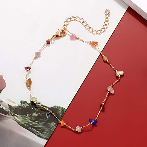 Boho Beaded Ankle Bracelet Beach 18 K Gold Plated Anklet Bracelets Handmade Colorful Seed Beads Butterfly Evil Eye Heart Link Chain Anklet Pack Cute Summer Foot Jewelry for Women - style: beaded ankle bracelet D set