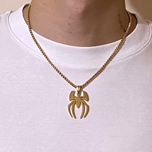 Tapp Collections Stainless Steel Superhero Pendant Necklace - color: Spiderman / Steel Chain / Gold Color