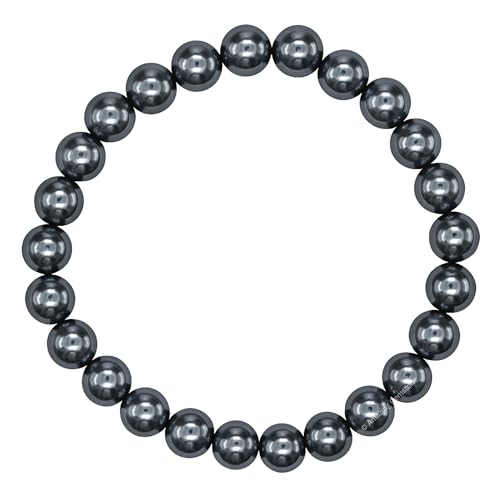 Amazing Gemstone Black Pearl Bracelet for Women Men's Gifts | Protection Healing Crystal Bracelet - 8mm Beaded Stretchable Bracelet Stocking Stuffers Mothers Day Gift - color: Black Pearl