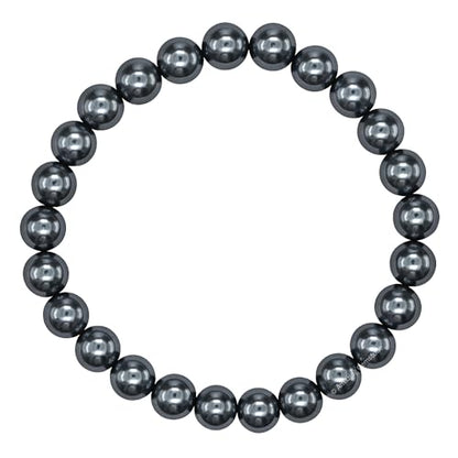 Amazing Gemstone Black Pearl Bracelet for Women Men's Gifts | Protection Healing Crystal Bracelet - 8mm Beaded Stretchable Bracelet Stocking Stuffers Mothers Day Gift - color: Black Pearl