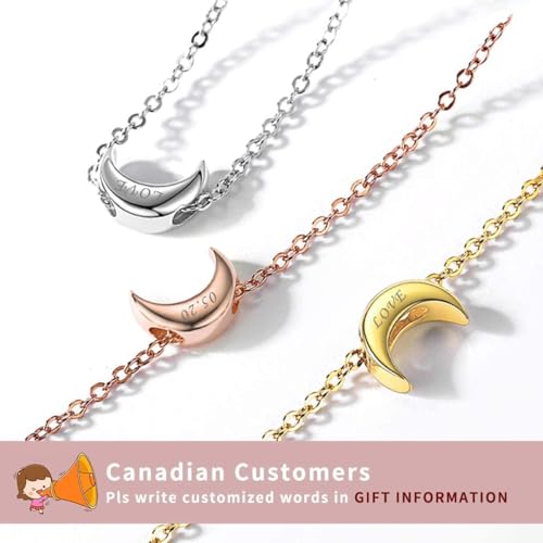 ChicSilver Personalized 925 Sterling Silver Tiny Heart/Moon/Star/Sun/Dot/Triangle Anklets Simple Dainty Foot Jewelry for Women, Silver/Gold Plated/Rose Gold Plated - style: Silver Moon Custom