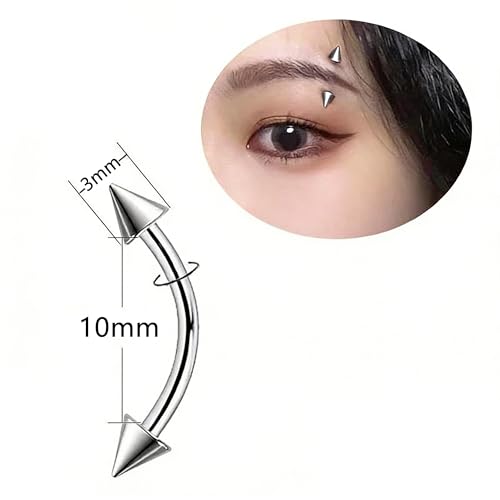 Zolure Eyebrow Piercing Jewelry Curved Barbell Stianless Steel Tiny Eyebrow Ring Daith Rook Earrings Vertical Labret Lip Jewelrys Ear Helix Conch for Women Men 16g 6mm/8mm/10mm - color: 16G 6mm/8mm/10mm #1S