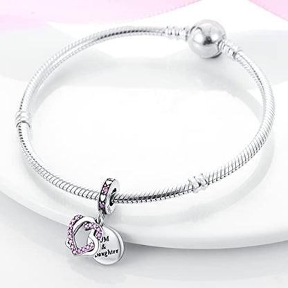 925 Sterling Silver Charm for Bracelet Necklace Women Dangle Pendant Beads | Love Faith Mom Ocean travel Butterfly Party Charm Beads Pendants DIY Jewelry Gift - color: Heart to Heart Pendant