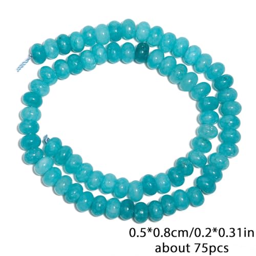 Songxi 5x8mm Amazonite Stone Rondelle Beads, 75PCS Spacer Round Loose Abacus Beads for Jewelry Making, Gemstone for Bracelet Necklace Earrings, Arts and Crafts - color: Amazonite