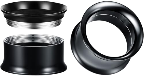 Surigcal Stainless Steel Ear Gauges Tunnels - Internally Threaded Plugs For Ears - Internally Threaded Ear Gauges For Men Women - Double Flare Internal Thread Screw-Fit Gauge Flesh Tunnel Earrings - color: Black, size: 16mm (5/8")